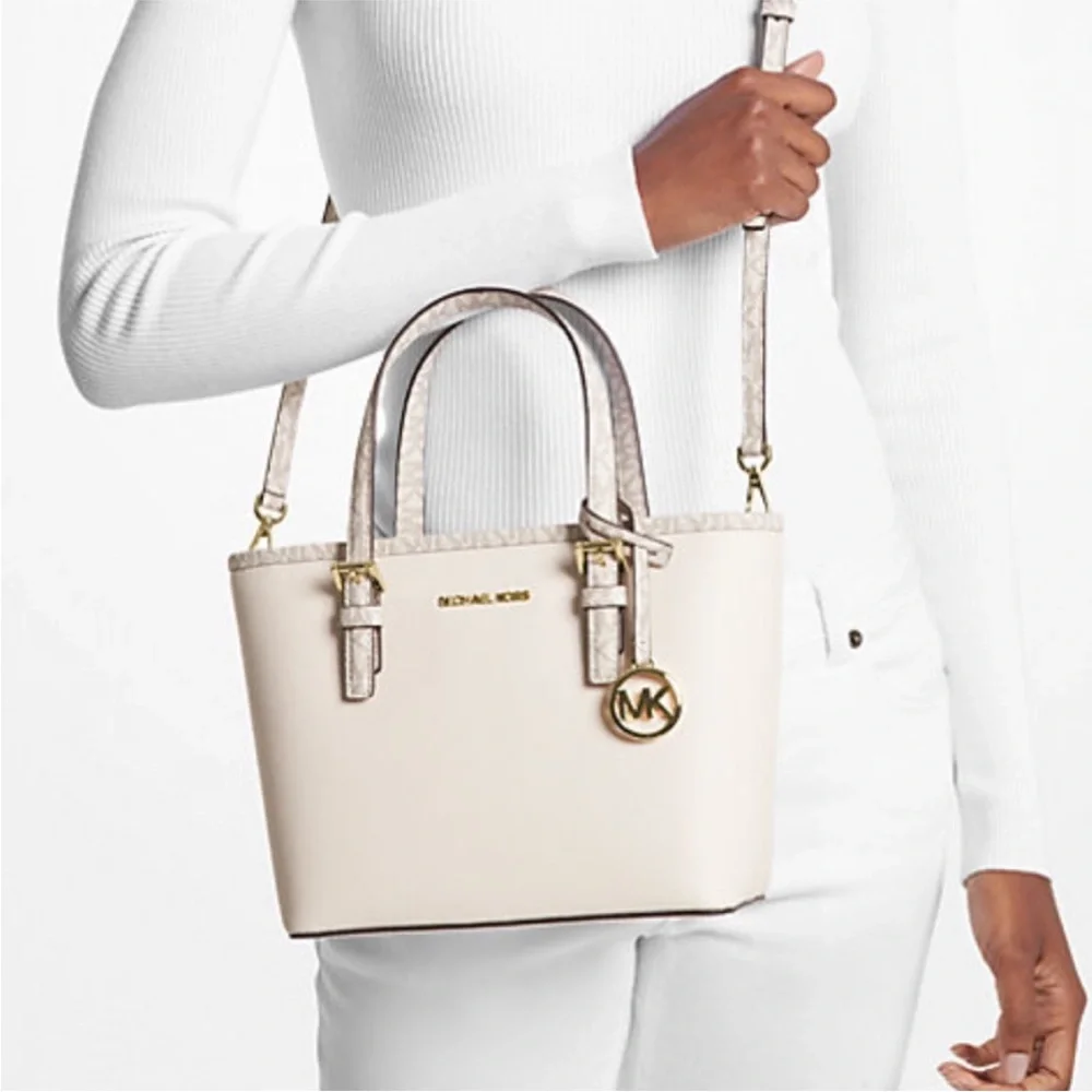 3 Pcs Michael Kors Jet Set Travel XS Carryall Tote matching Coinpouch & Dust Bag - Picture 9 of 15